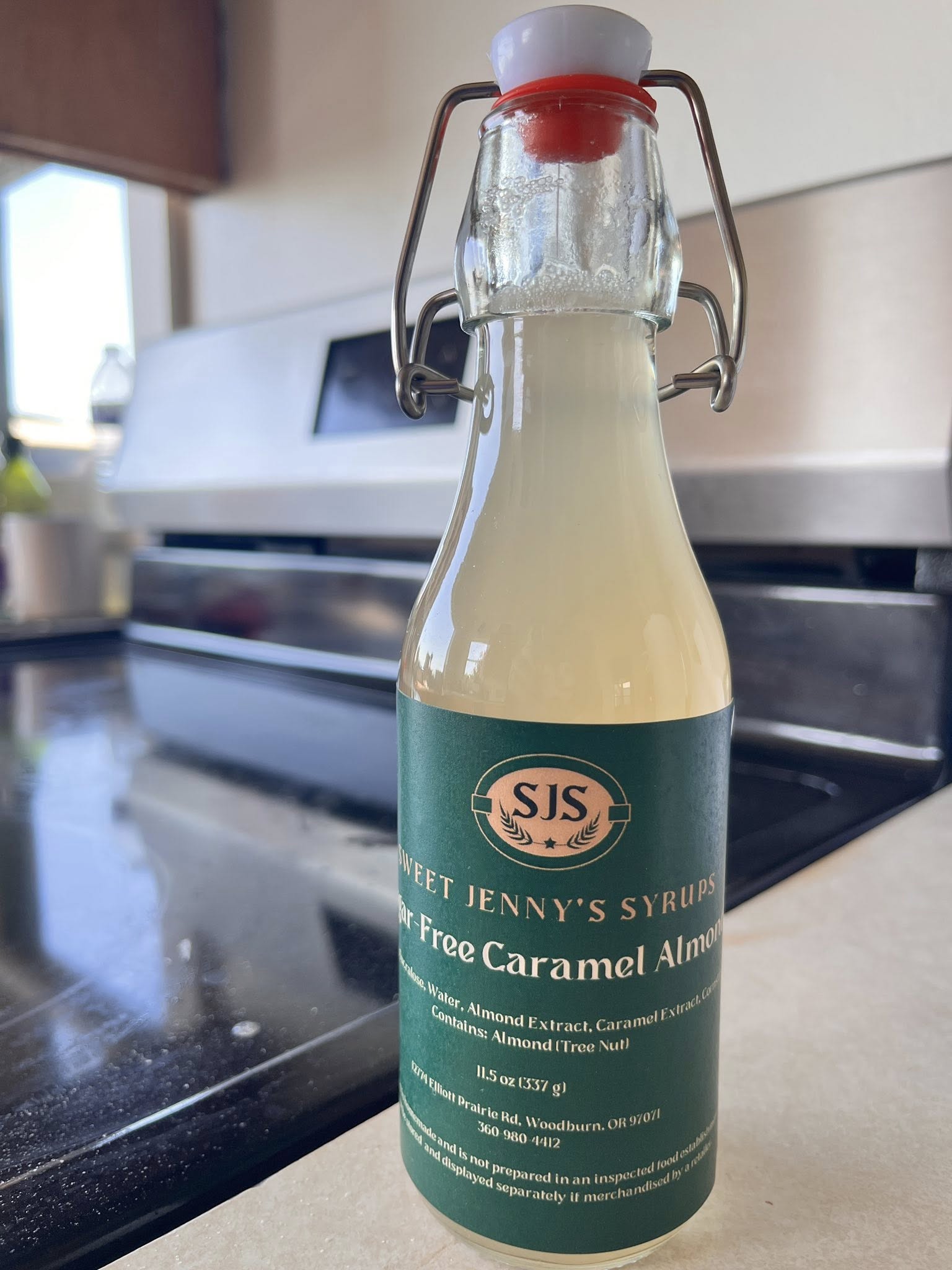 Caramel Almond syrup bottle